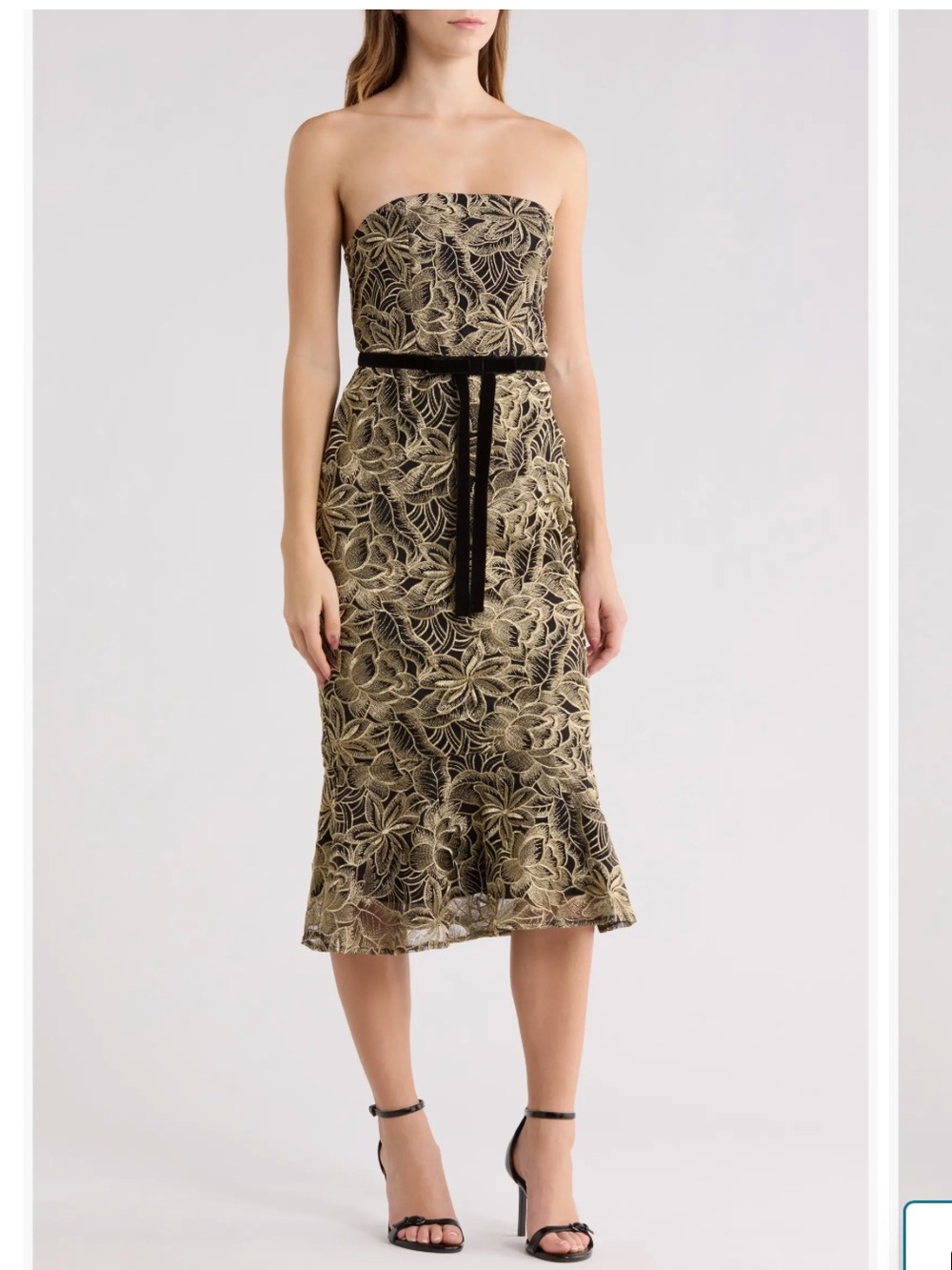 Sam Edelman Leaf Embroidered Strapless Dress